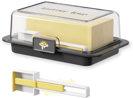 Butterdose Mit Präzisionslöffel – Butterdose Mit Deckel – Hält Butter Frisch – Einfaches Portionieren – Küchenutensilien – Schwarz