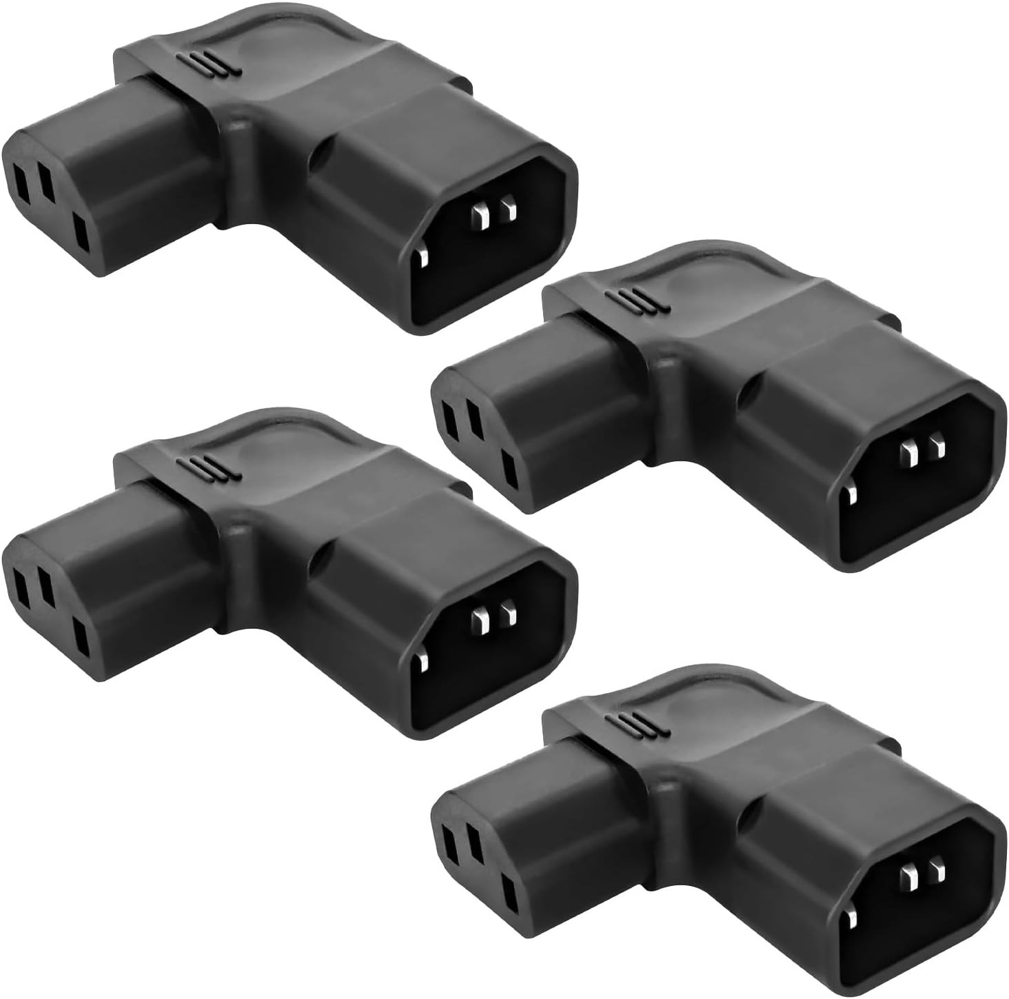 C14 Auf C13 Winkel-stromkabel (90° Linkskurve) (4 Stück) Pvc-material, Für Computer, Pdu-racks, Reiskocher