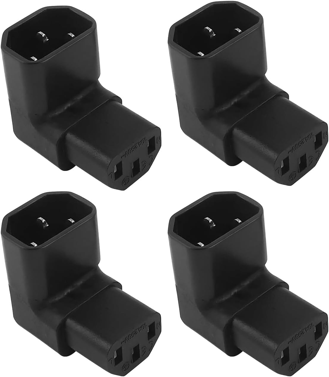 Abgewinkeltes Stromkabel C14 Auf C13 (90°-winkel Nach Unten) (4 Stück) Pvc-material, Für Computer, Pdu-einschübe, Reiskocher