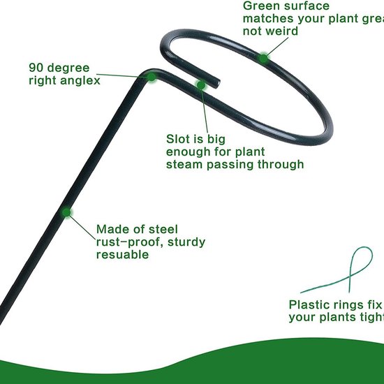 6 Stück Pflanzenstützen 40 Cm/16 Zoll Für Kletterpflanzen Schwarz Für Blumen Und Pflanzen Metall Pflanzenstützen Halbkreisförmige Pflanzenstütze