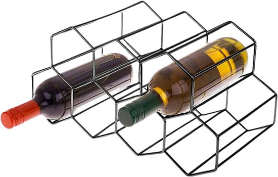 Stapelbares Weinregal – Flaschenhalter/weinorganizer – Präsentationsfläche Für Ihre Weinsammlung – Stabile, Horizontale Lagerung – 9 Flaschen – Schwarz-gold