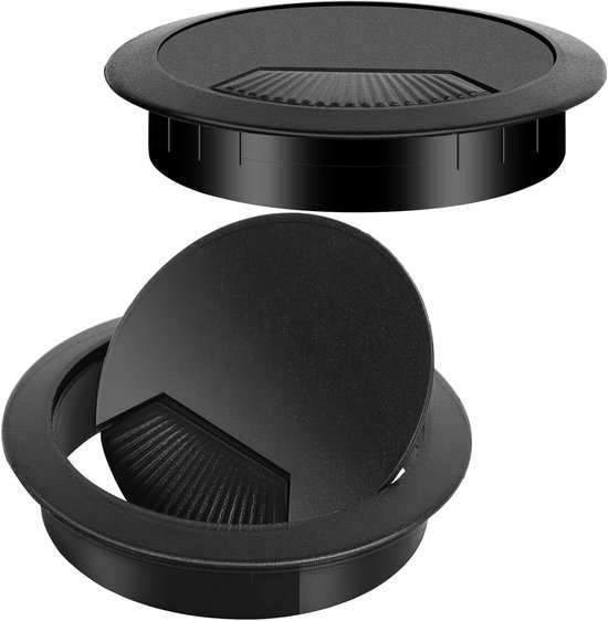 Runde Kabeldurchführung Für Schreibtisch Und Wand, Durchmesser 60 Mm, 2 Stück, Schwarz, Für Computer, Fernseher Und Telefon, Für Zuhause Und Büro