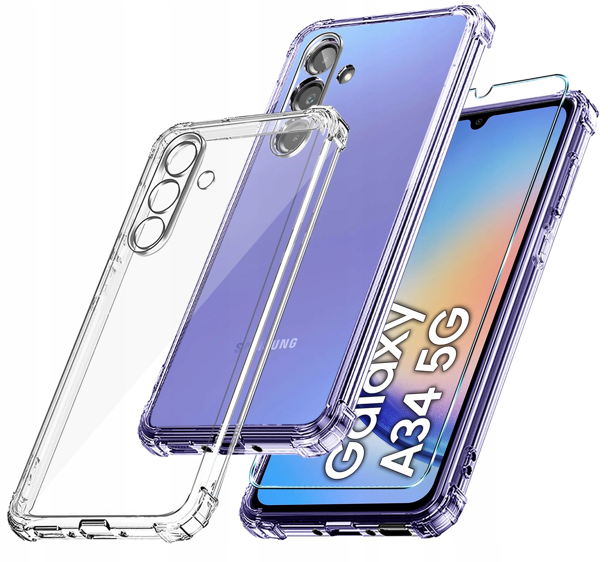 Schutzhülle/rucksack Für Samsung Galaxy A34 5g, Stoßfest + 9h-glas