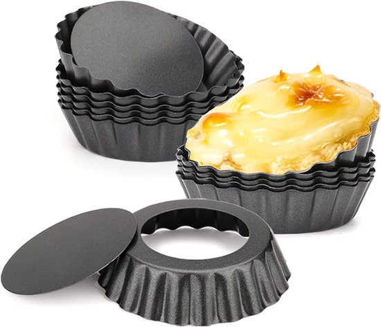 Zwölf Mini Kuchenformen 7,5 Cm Mit Herausnehmbarem Boden, Wiederverwendbare Backformen Aus Kohlenstoffstahl Für Quiche, Käsekuchen Und Desserts,