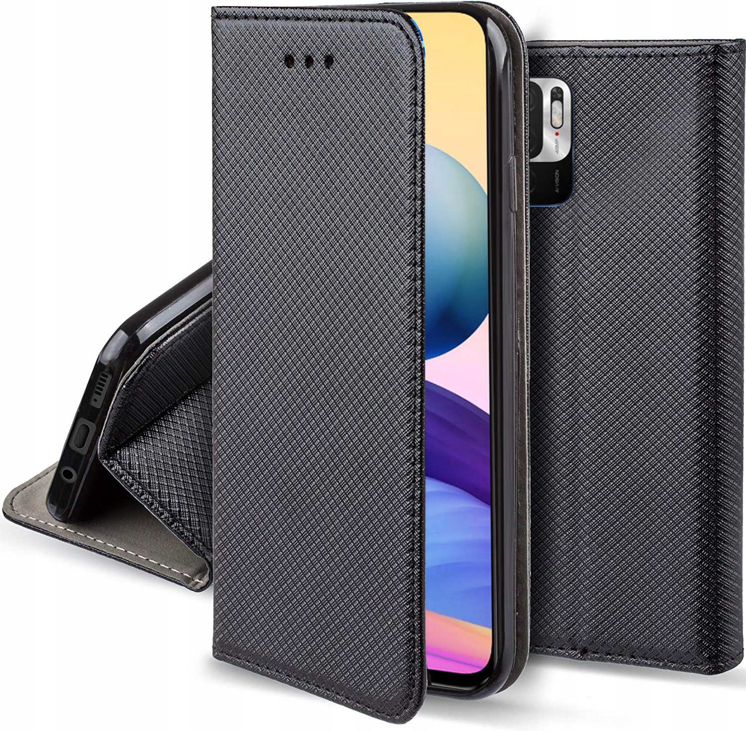Schutzhülle Für Xiaomi Redmi Note 10 5g Magnet Schwarz + 9h Glas