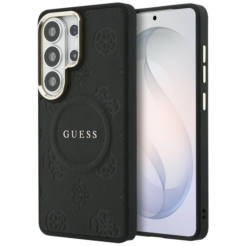 Guess Saffiano Peony Embossed Ring Magsafe Hülle Für Samsung Galaxy S26 Ultra Schwarz