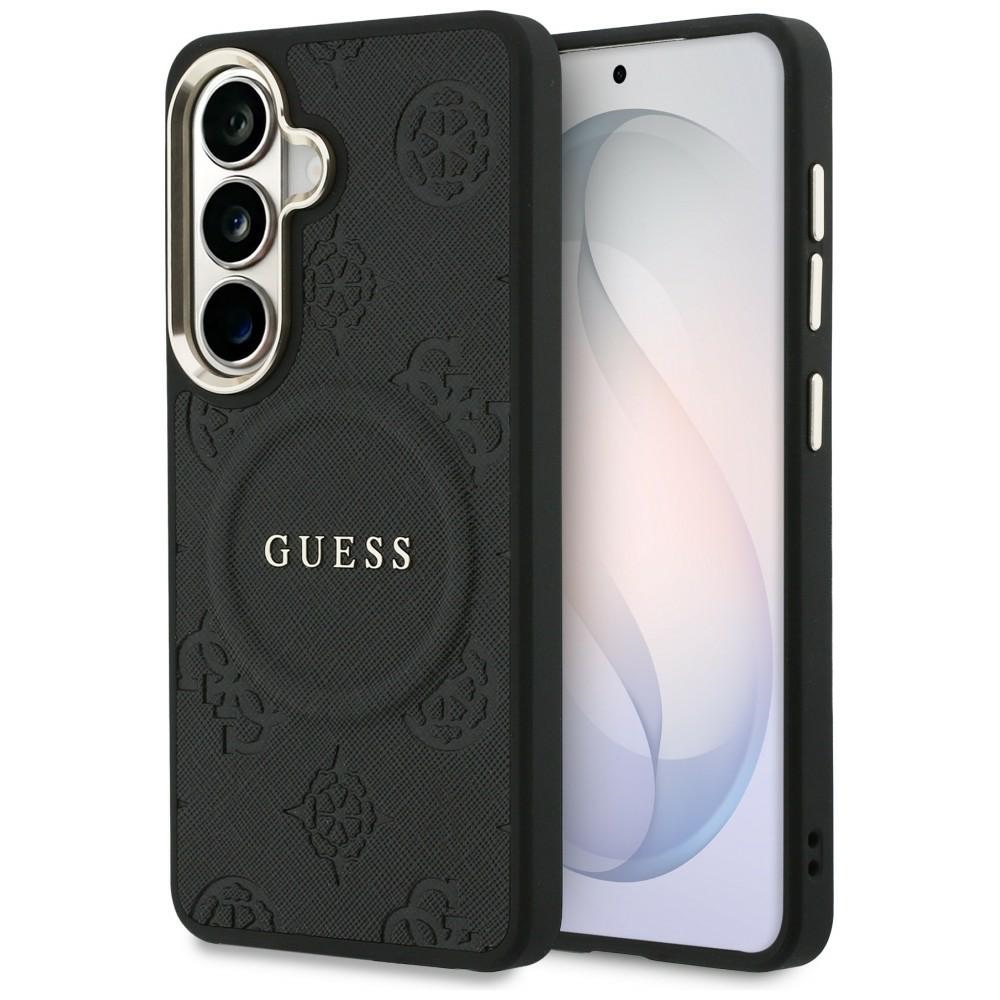 Guess Saffiano Peony Embossed Ring Magsafe Hülle Für Samsung Galaxy S26 Schwarz