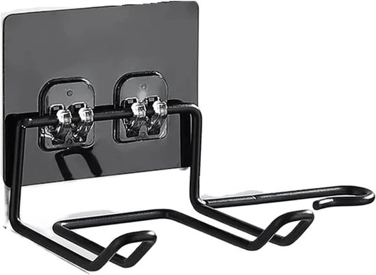 Haartrocknerhalter – Haartrocknerständer – Badezimmer-organizer – Platzsparendes Design – 2-teilig – Schwarz