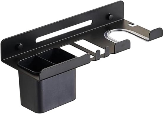 Haartrocknerhalter Badezimmer Organizer Aufbewahrung Für Stylinggeräte Platzsparendes Design 30 X 11 Cm Schwarz