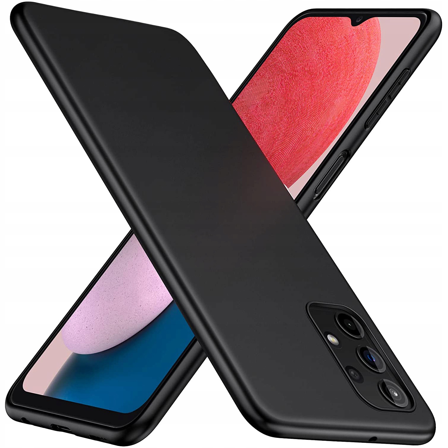Schlanke, Weiche, Mattschwarze Hülle Für Samsung Galaxy A13 4g + Glas