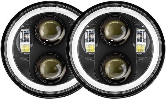 Set Mit 2 5,75-zoll-led-motorradscheinwerfern 40w Halo Schwarz – Passend Für Triumph Rocket Iii & Speed Triple