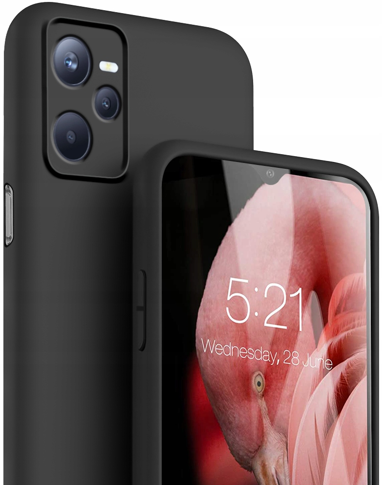 Schutzhülle, Weiches, Mattes Schwarz, Für Realme C35 + Glas