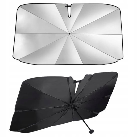 Sonnenschutzblende Für Autos Titan 145 X 83 Cm Silber/schwarz In 3 Sekunden Faltbar Schützt Den Innenraum Für Pkw Und Suv