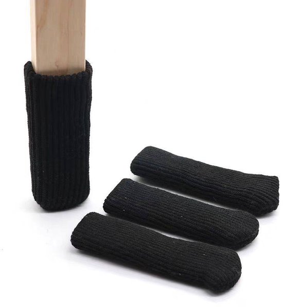 12 Teiliges Set Gestrickter Stuhlbeinüberzüge, Schwarze Möbelbezüge, Kleine Möbelbezüge, Für Hartholzböden, Hochelastisch, Schalldämpfend, Passen
