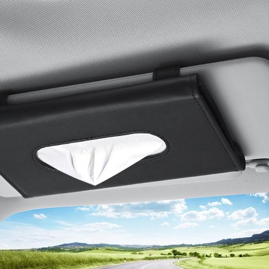 Praktischer Taschentuchhalter Für Die Sonnenblende Im Auto Aus Pu-leder, Papierhandtuchclip Und Organizer Für Rücksitz Und Sonnenblende (schwarz)