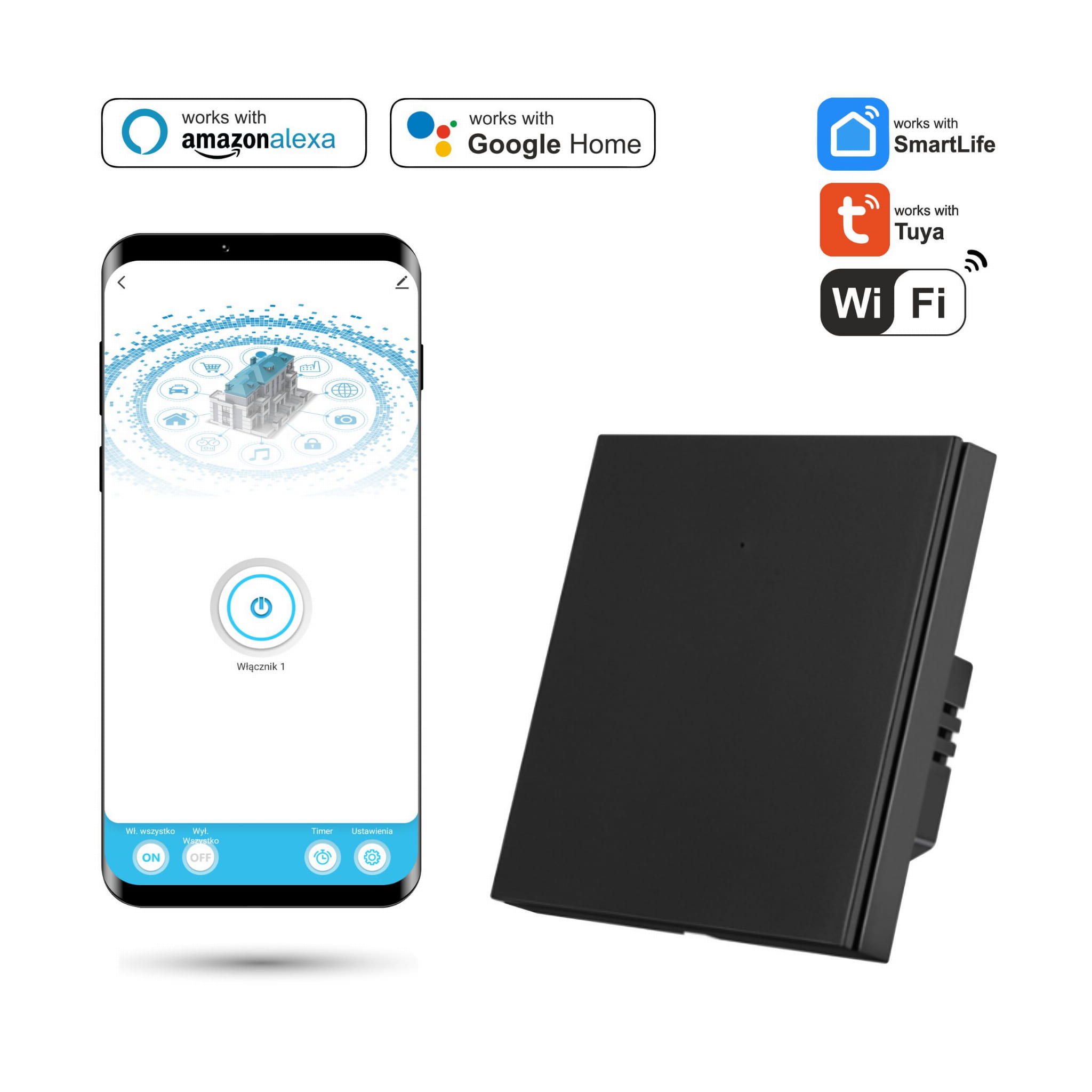 Tuya Smartlife Einzel-wlan-schalter Mit N Schwarz