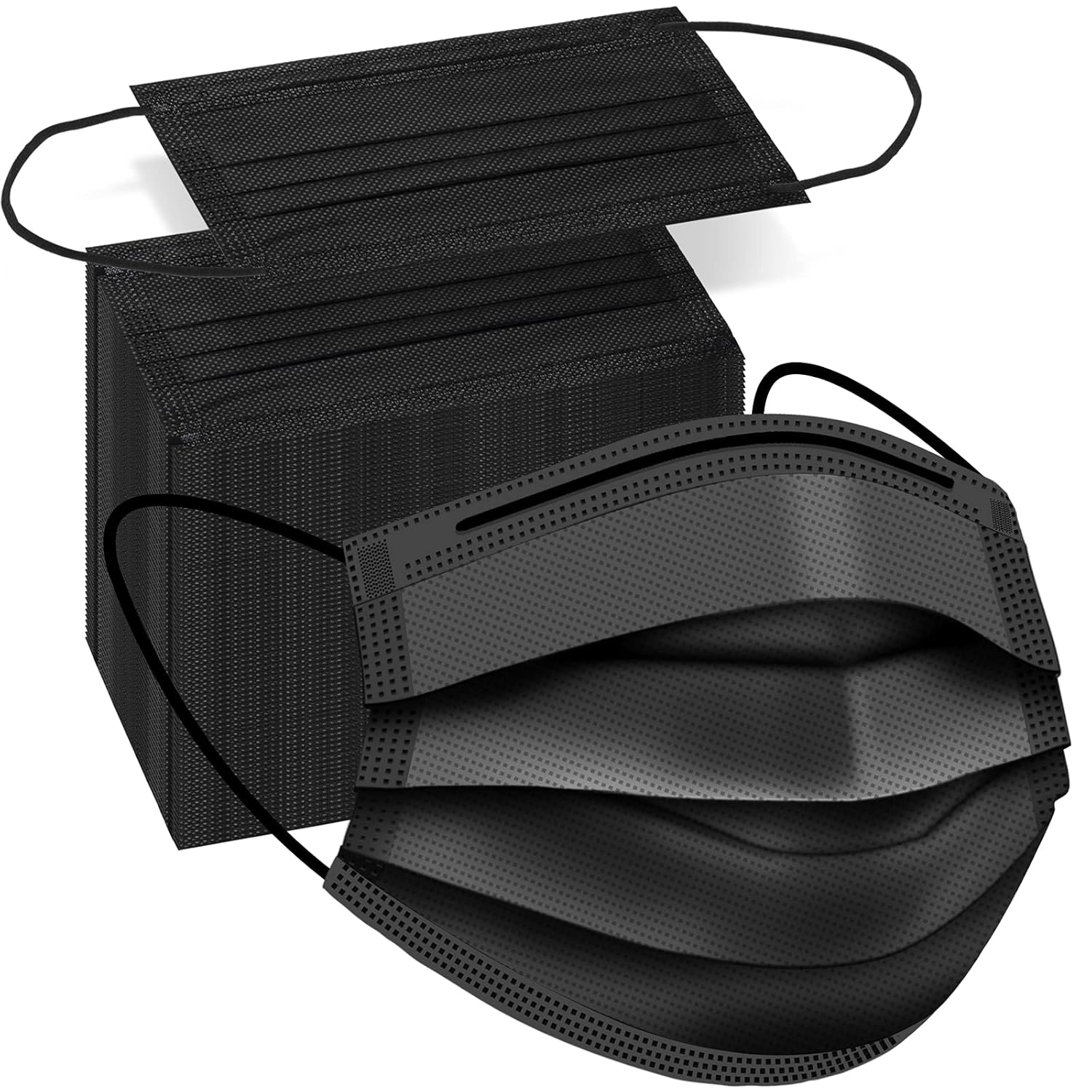 100 Stück Einweg-gesichtsmasken, Schwarze Einwegmasken, 3-lagige Schutzmasken
