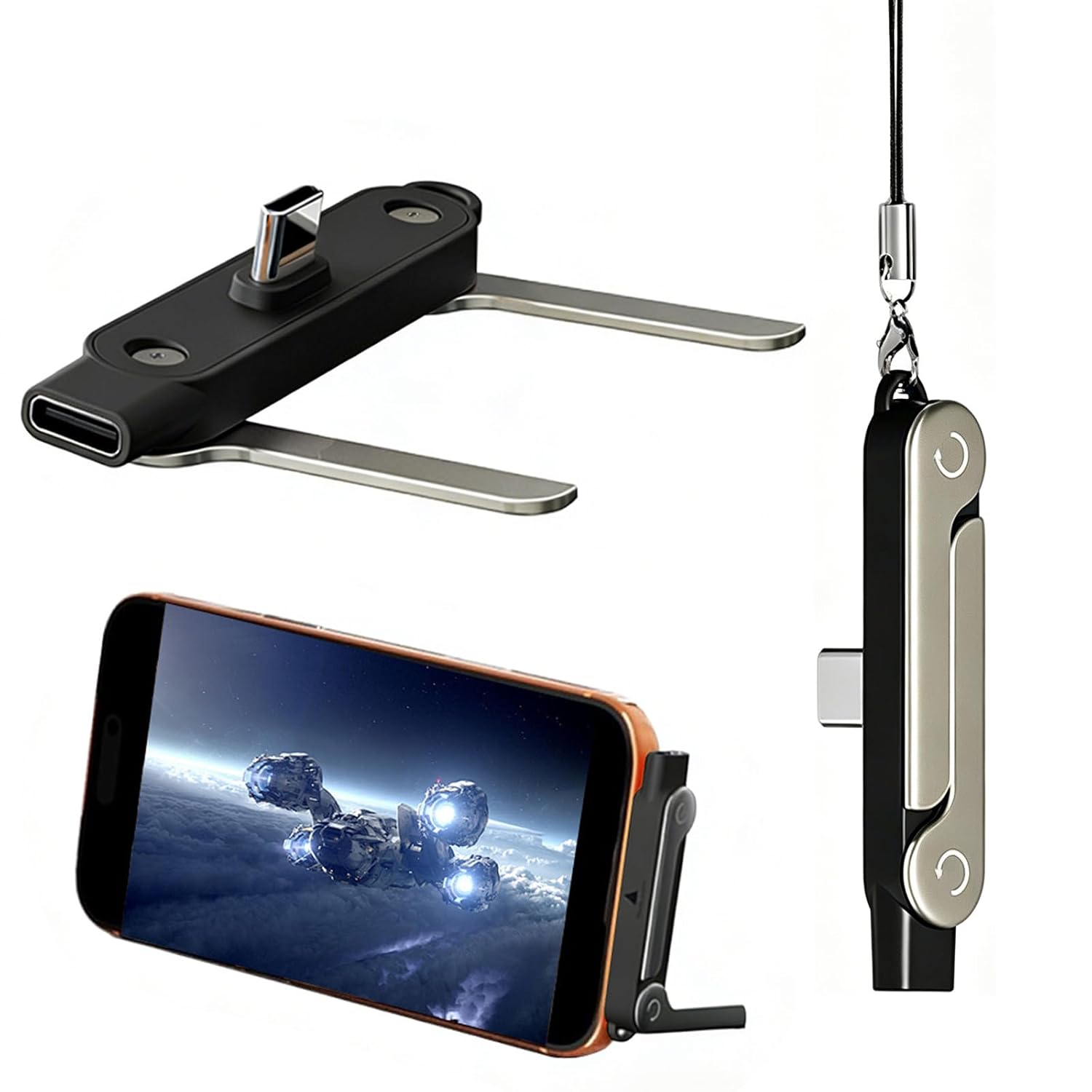 Smartphone-stativ, Mehrfachladegerät 240w Schnellladung, Allgemeiner Abnehmbarer Adapter, Dc (einzelner Schwarzer Adapter)
