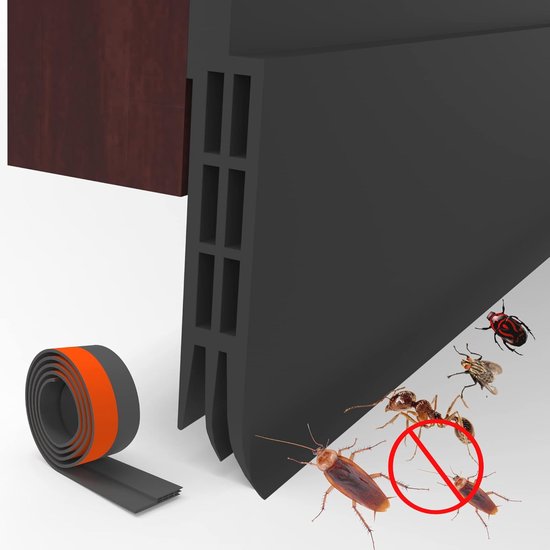 Zugluftstopper Und Türdichtung - Selbstklebende Dichtungsstreifen - Schalldämmend Gegen Licht, Luft, Lärm Und Insekten (4 X 100 Cm, Schwarz)