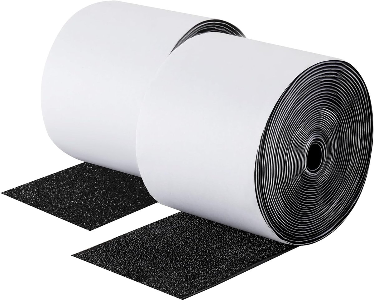 Selbstklebendes Klettband, 5 Meter – Klettband – Schwarz – Starkes Doppelseitiges Klebeband – Schwarz – 5 M × 10 Cm – Griptape – Klettverschluss