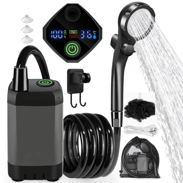 Oppladbar Tragbare Campingdusche, 6000-mah-akku, Außendusche, Reise- Und Campingbruk