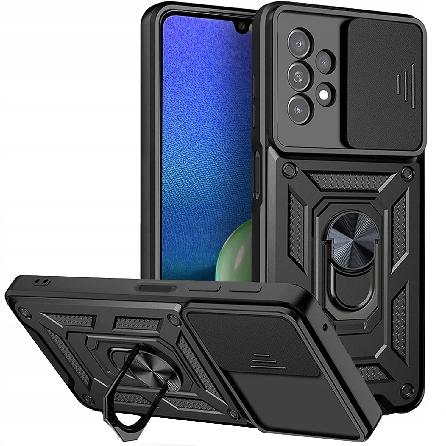 Verstärkte Hülle Für Samsung A13 4g Armor Slide Ring + Glas