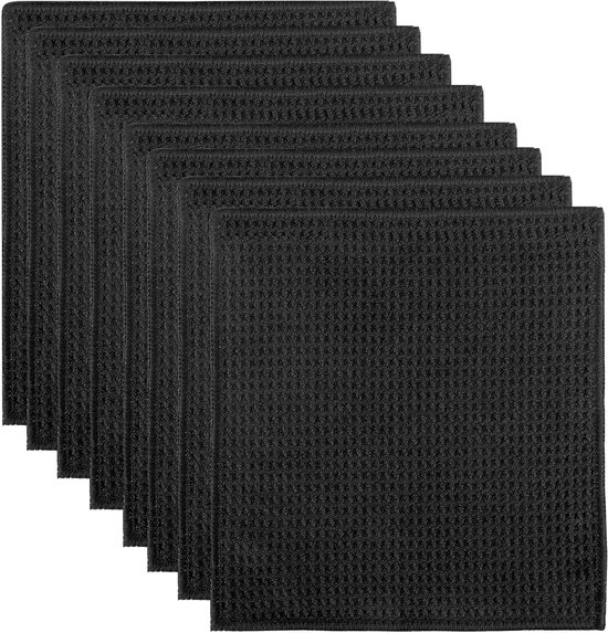 Wiederverwendbare Mikrofasertücher, Schwarz, 8er-set, 20 X 20 Cm, Ideal Für Küche, Haushalt Und Auto, Umweltfreundliches Reinigungstuch