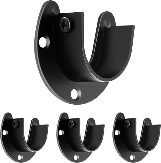 Kleiderstangenhalterung U Förmige Endstütze Aus Edelstahl, 32 Mm (1 1/4 Zoll) Schwarze Metall Halterung, 4er Set