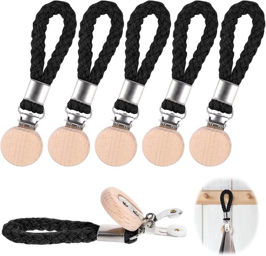 6 Stück Handtuchclips Für Die Küche Geschirrtuchhalter Aus Metall Mit Baumwollschlaufe Und Buchenholzdekor Aufhängehaken Für Zuhause, Küche Und B