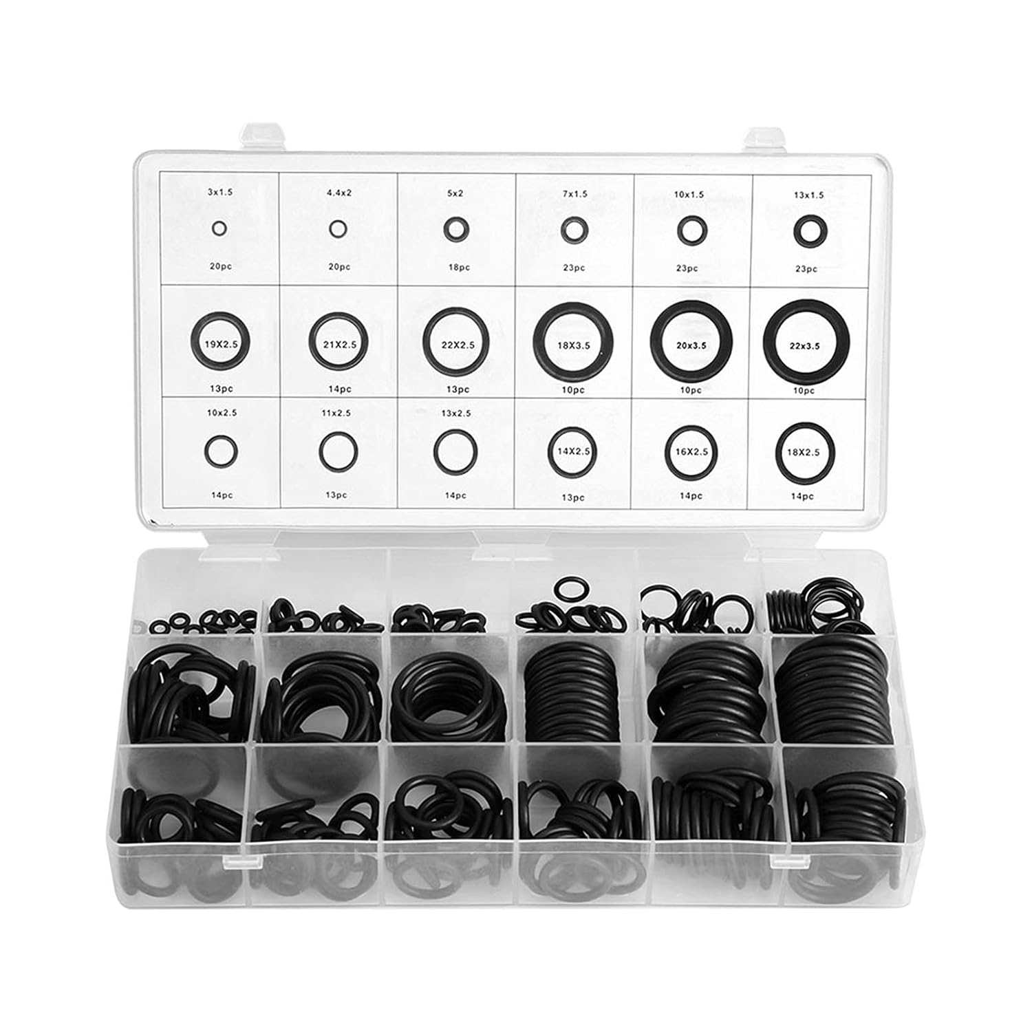 Sortiment Von 279 Gummi-o-ringen, 18 Größen, O-ring-set Für Kfz-schläuche, Hydraulik Mit Aufbewahrungskoffer, Thermoöl, Gas Usw.