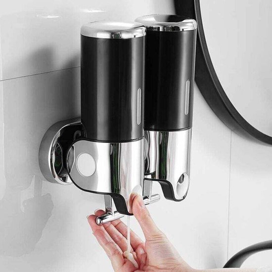 2 Wandseifenspender, Doppelkopf-handseifenspender, Flüssigseifenspender, Duschgel- Und Shampoo-spender (schwarz)
