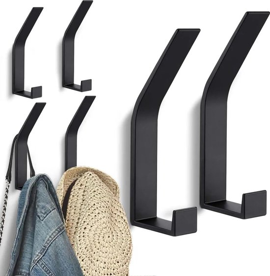 Sechs Schwarze An Der Wand Montierbare Kleiderhaken Moderne Kleiderbügel Geeignet Zum Aufhängen Von Jacken Mänteln Hüten Schals Handtüchern Usw