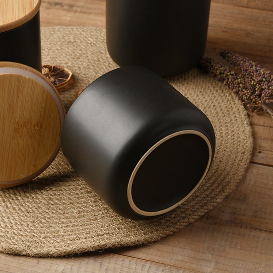 Keramisches Vorratsglas Mit Umweltfreundlichem Dicht Schließendem Deckel 240 Ml Vorratsbehälter Für Tee Zucker Kaffeebohnen Nüsse Getreide Schwarz
