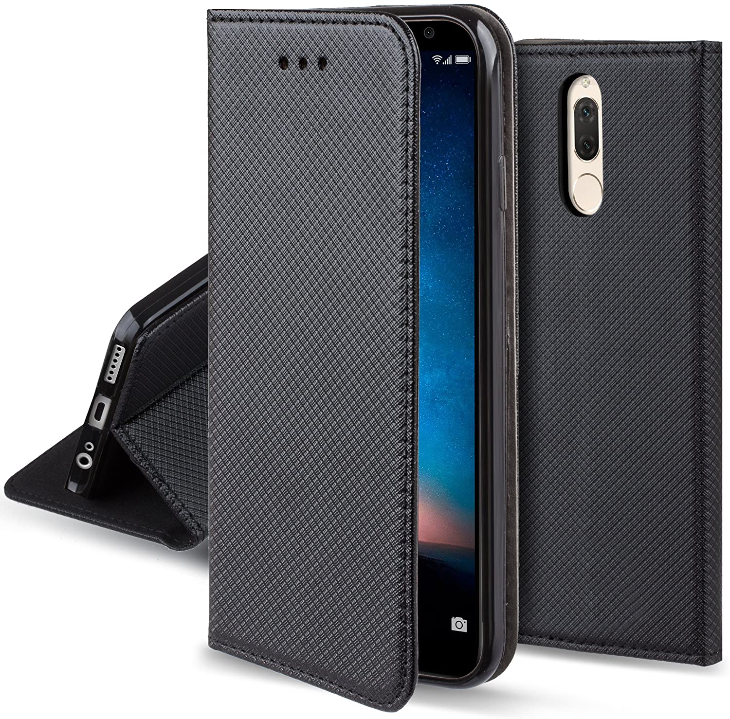 Hülle Für Huawei Mate 10 Lite Smart Magnet Closed Book Case + Glass