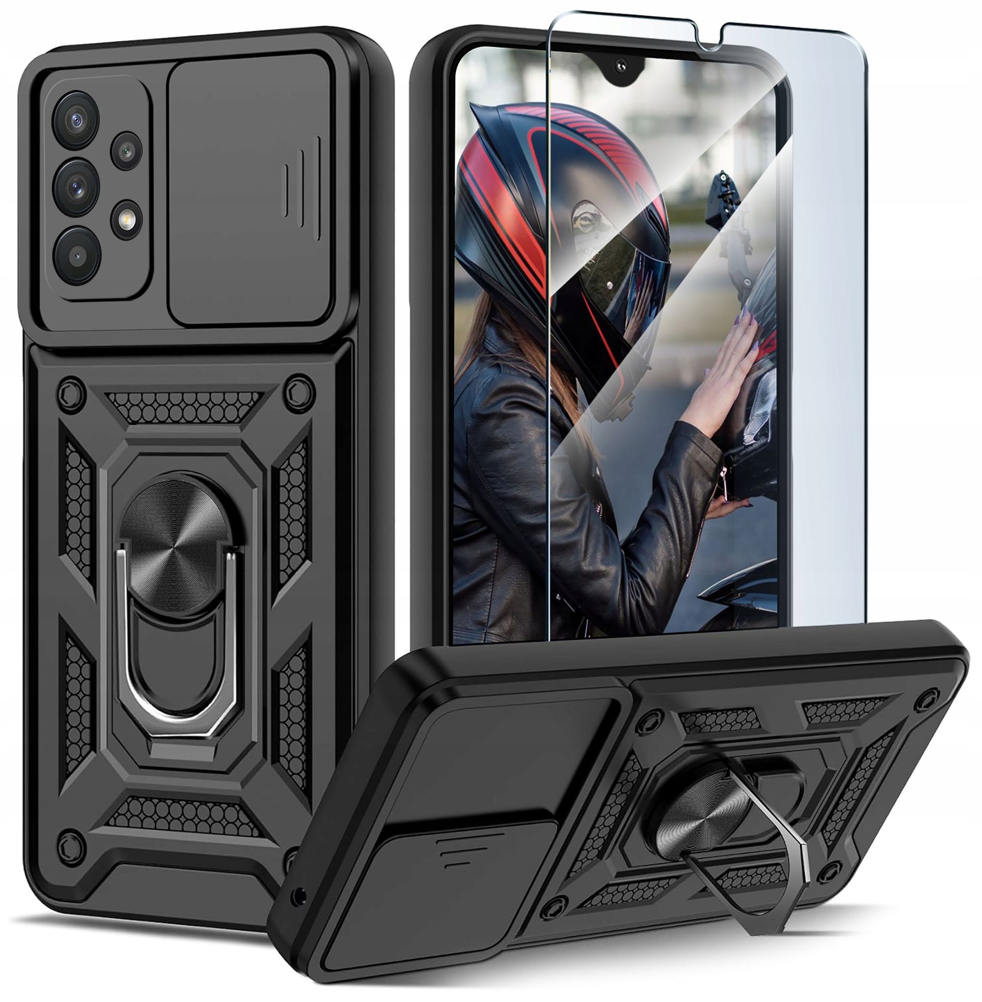 Schutzhülle Für Samsung A32 5g Armor Slide Ring Case Anti Shock Back + Glas