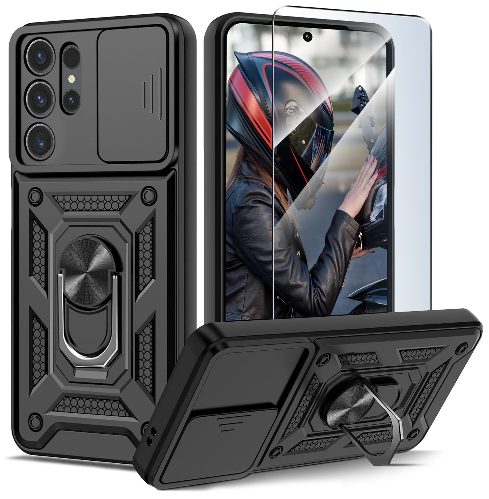 Schutzhülle Für Samsung S25 Ultra Armor Slide Ring Case Strong + 9h Glas