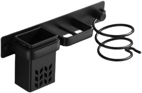 Haartrocknerhalterung Wandhalterung Für Haartrockner Universal Wandmontage Metall Badezimmeraccessoires 29,5 X 11 X 6,7 Cm Schwarz Organizer Für