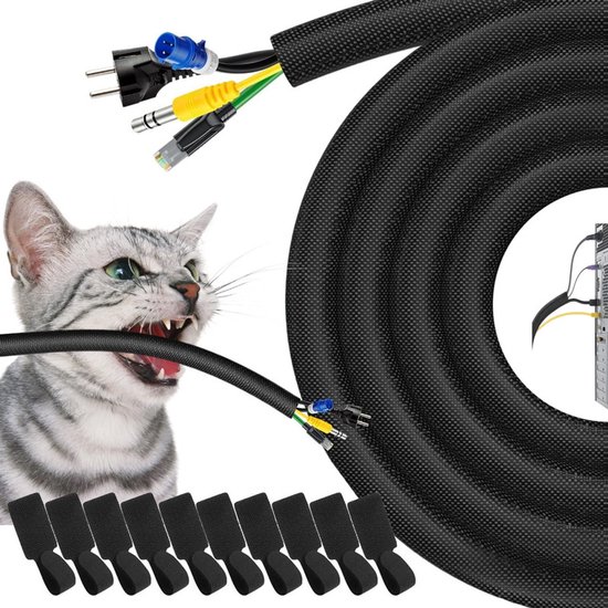 M 30 Mm Schwarzer Kabelschutz (haustierfreundlich) Selbstklebend Robuster Kabelorganizer Für Die Kabelführung An Computern, Fernsehern Und Andere