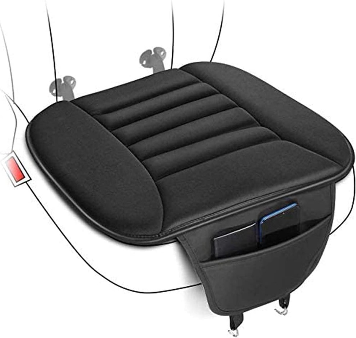 Schwarzes Autositzkissen (49 × 46 Cm) Mit Aufbewahrungstasche – Schutz Für Autositze, Bürostühle Oder Zu Hause – Komfortabler Memory-schaum Und Rutschfeste Gummibasis