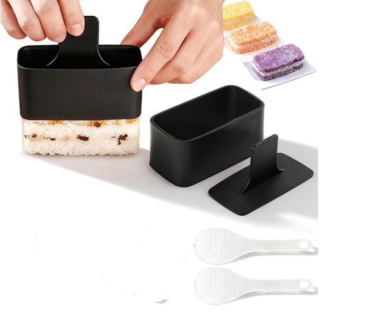 Knopfform-pressenset 2 Knopfformer Inklusive 2 Reislöffeln Reiskugelform Geeignet Für Bento Snacks Partys Und Picknicks Farbe Schwarz 105 6 5cm
