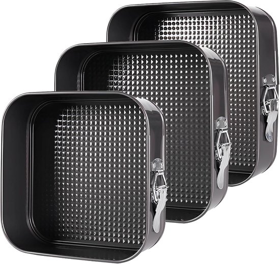 Quadratische Springform Kuchenform-set 20 22 24 Cm Quadratisch Schwarz-metallic Flacher Boden Herausnehmbarer Boden Auslaufsicher Kuchenform Zum Rot