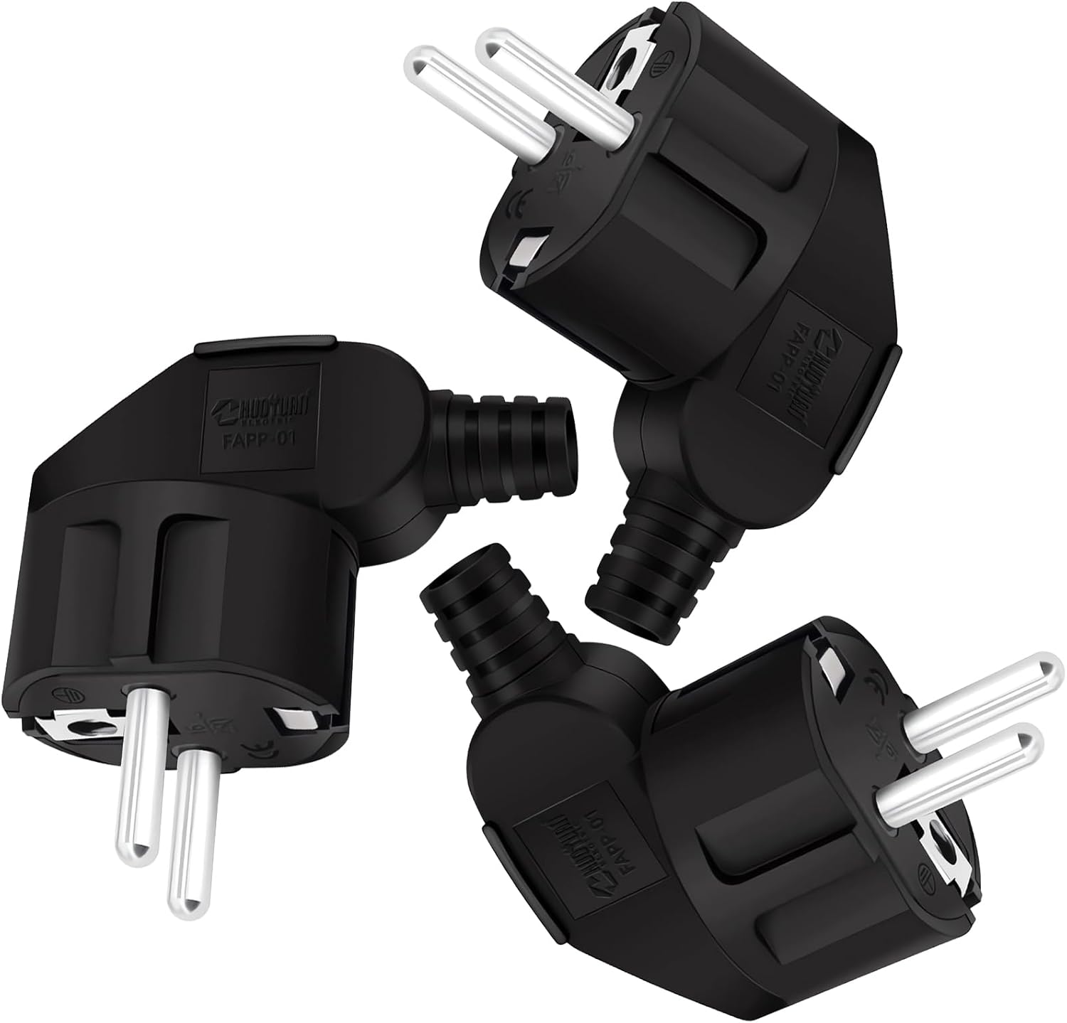 3-teiliger Schuko-stecker, 16 A, 240 V, Schuko-stecker (männlich) Mit Verdrehschutz, Geeignet Für 8–10 Mm² Kabel, Schutzart Ip22 (wasserdicht), Schwarz