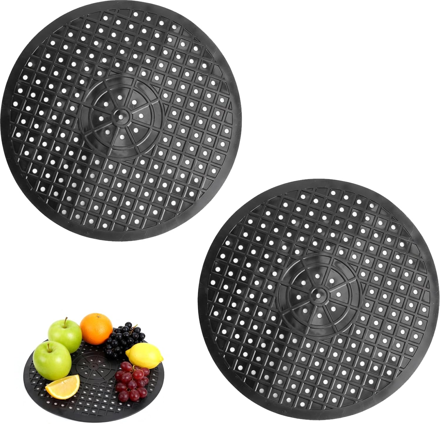 Runde Spülbeckenmatten, 2 Stück – Rutschfeste Gummimatten, Spülbeckenschutz, Ø 31 Cm, Schwarz, Strapazierfähig Und Leicht Zu Reinigen