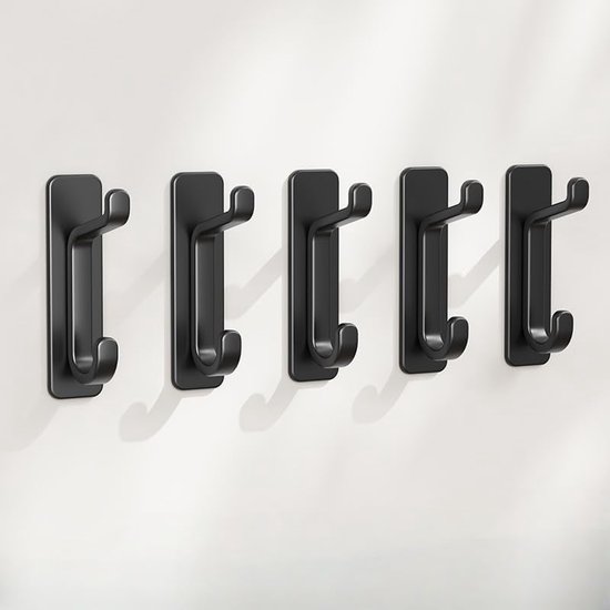 5 Lose Selbstklebende Wandhaken, Selbstklebende Kleiderbügel Und Rucksackhaken, Geeignet Zur Wandmontage (schwarz).