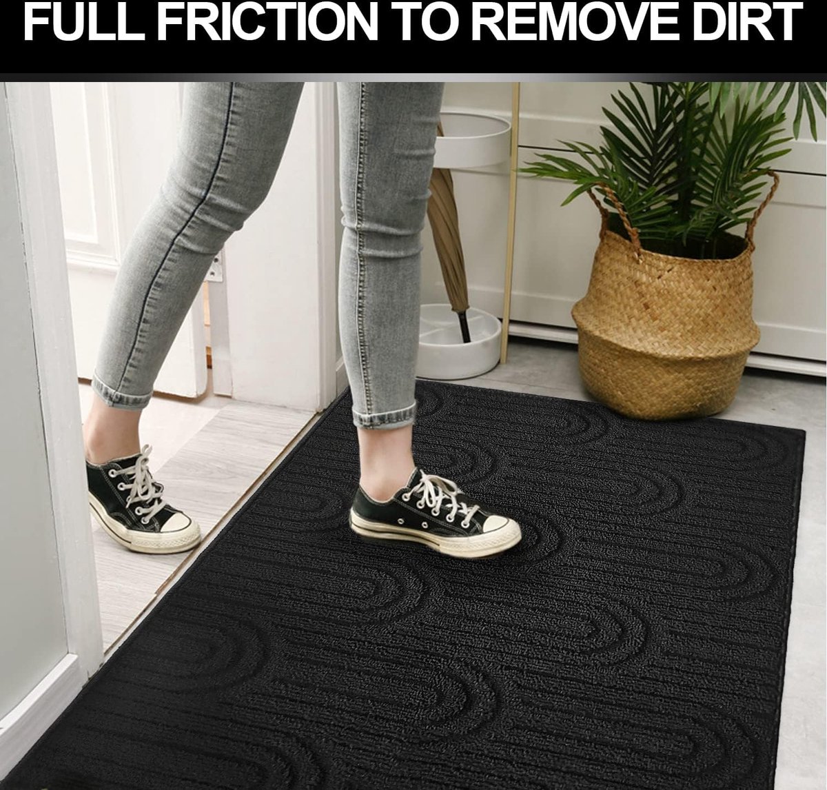 Indoor-teppich – Schmutzfangmatte – Trockenmatte – Fußmatte Für Den Innenbereich – 60 X 90 Cm – Polypropylenfaser – Schwarz – Waschbar – Rutschfest – Für Den Innen- Und Außenbereich Geeignet