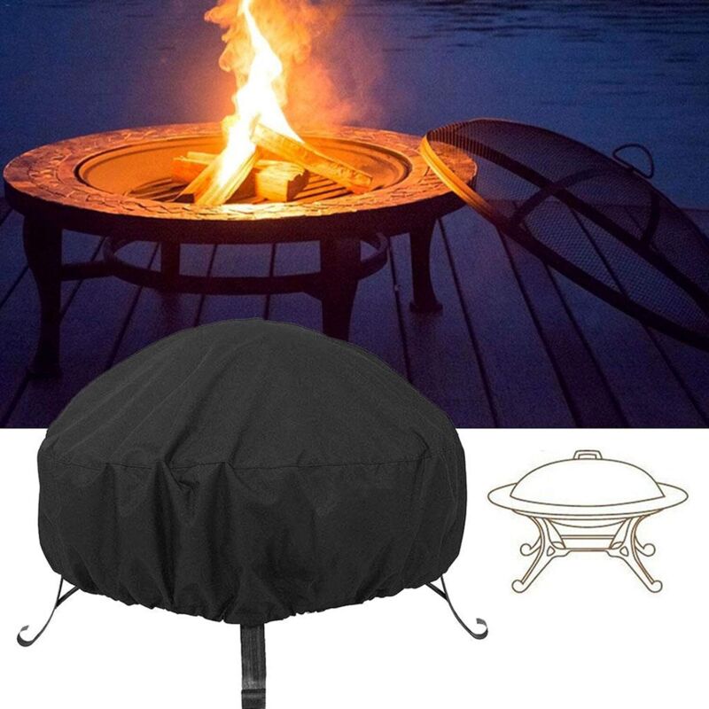 Wasserdichte, Runde Feuerschalenabdeckung – Uv-schutz – Schwarz – Für Den Außenbereich – Grillen – Staubschutz – 55 X 50 Cm