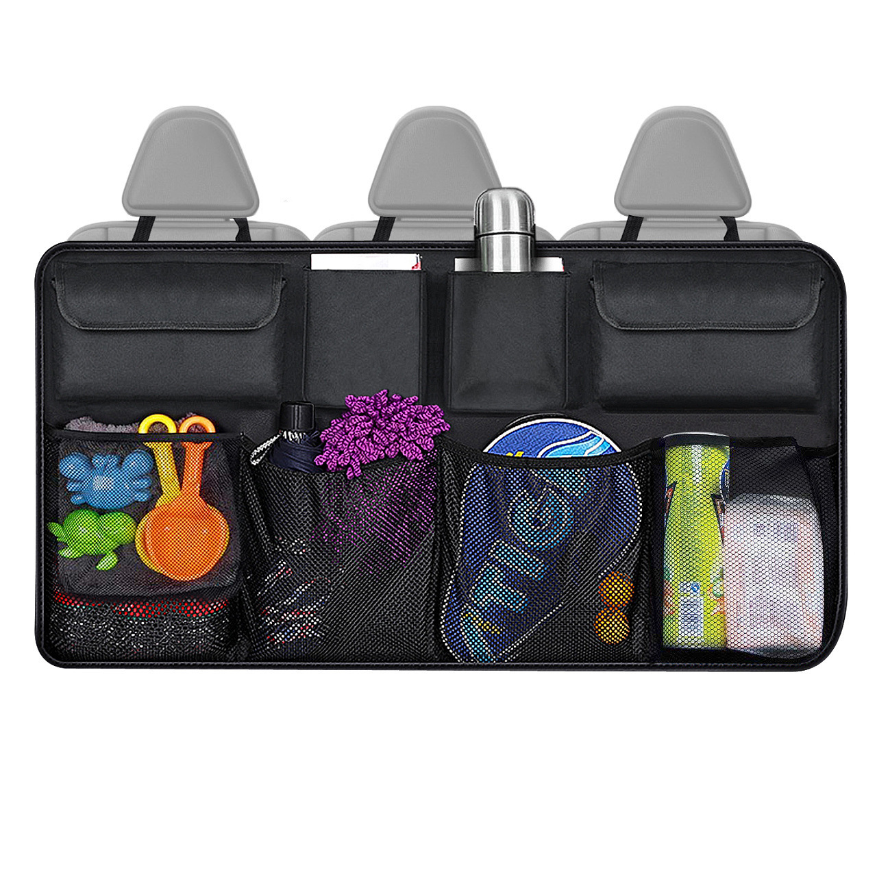 Kofferraum-organizer, Wasserdichte Matten, Sitzrückenschoner, Strapazierfähiges, Faltbares Gepäcknetz Mit Mehreren Taschen Für Reisen (85 X 45 Cm)