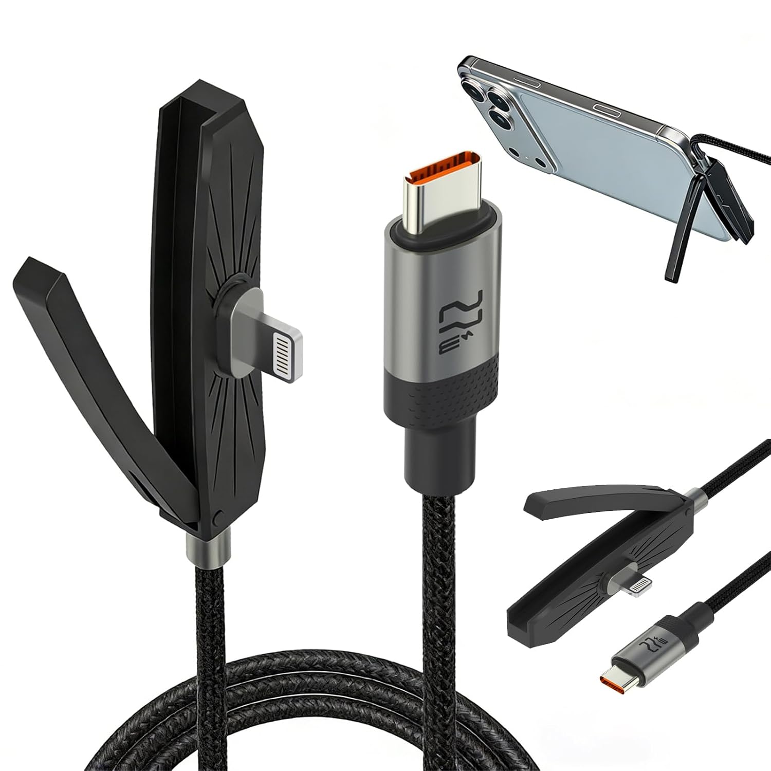 Unsichtbares 2-in-1-handyladegerät, 2 M, Seitliches Ladegerät, 27 W, Schnellladefunktion, Schnellladekabel Für Gaming, Büro Und Reisen, Ip-ladekabel Kompatibel Mit Ip14 Und