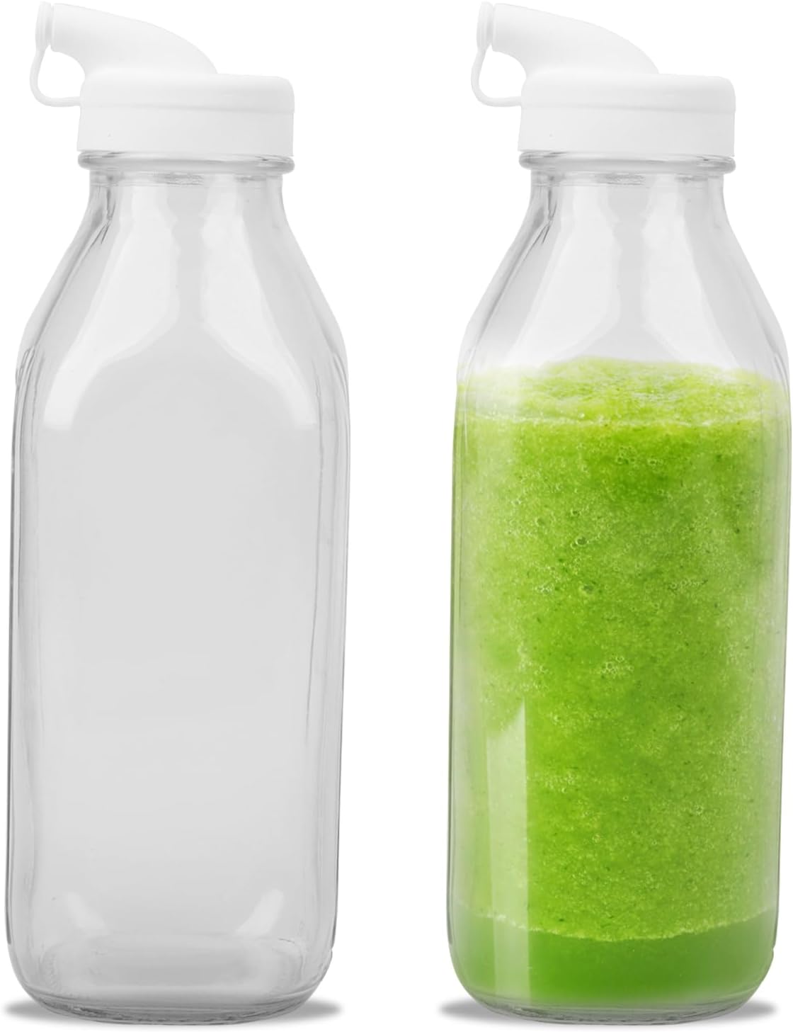 Set Aus 2 Ein-liter-glasflaschen, Milchflaschen Mit Deckel, Milchbehälter Mit Skala, Ideal Für Saft, Milch, Milchshakes