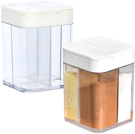 Dailygoods Gewürzstreuer 4 In 1 2 Gewürzgläser Gewürzspender Camping Reisen Hochwertiges Material Gewürzglas